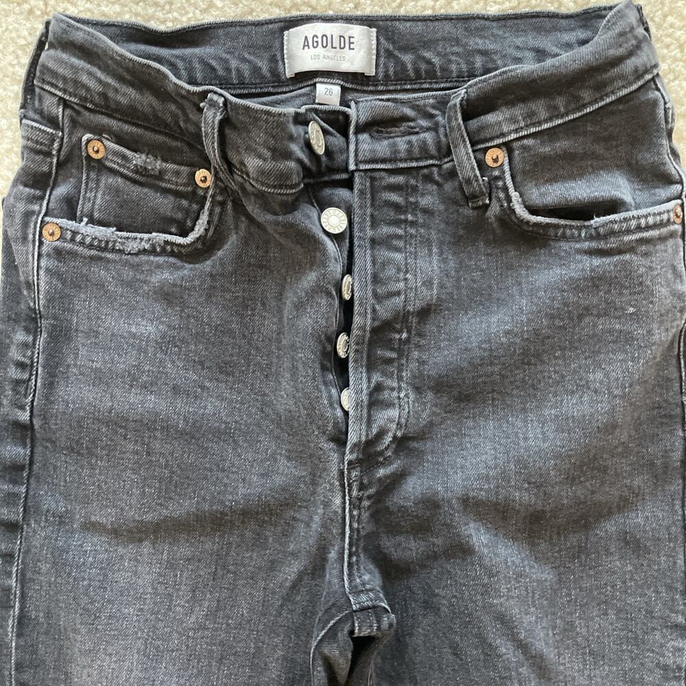 💛 AGOLDE Women’s Jeans Size 26 Black Distressed Preowned Excellent